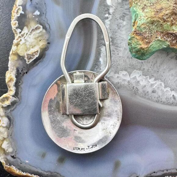 Vintage Tillie Jon Native American Sterling Silver Overlay Rez Life Keyring - Picture 4 of 10